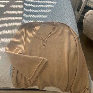 Chic Soul Women's V-Neck Tan Sweater